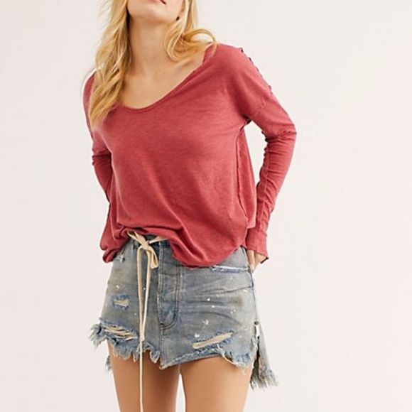 NWT Free People Sienna Snap Long Sleeve Top - Picture 4 of 8